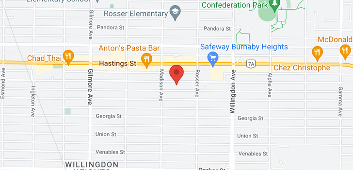 map of 4330 PENDER STREET